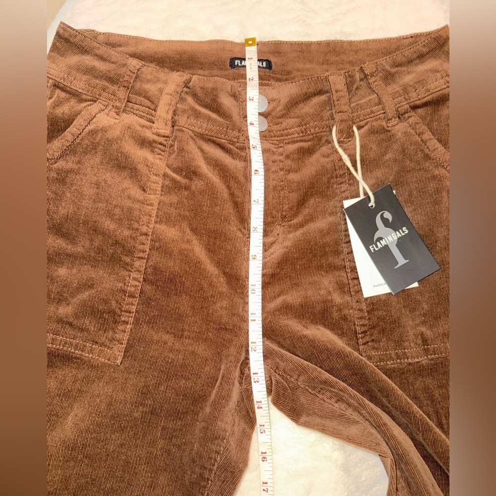 NWT Flaningals Women's Brown Corduroy Straight-Leg Pants Size L - Picture 5 of 8